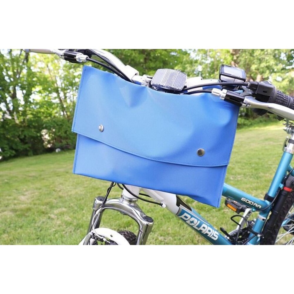 cobalt blue LARGE bicycle bike handlebar bag straight flap style vintage cruisin